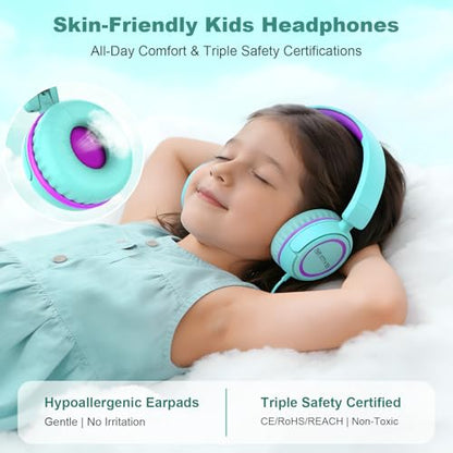 IMYB Kids Headphones V1, On-Ear Headphone, 85dB Volume Limiting, Green, 3.5mm Jack