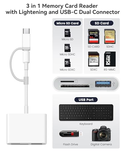 AkHolz SD Card Reader Model AkHolz-L4Lte Dual-Lightning & USB-C Interface for SD/microSD