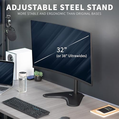 VIVO Height-Adjustable Single Monitor Desk Stand, Fits Monitors 13" to 38", VESA Compatible, Black, STAND-V001H
