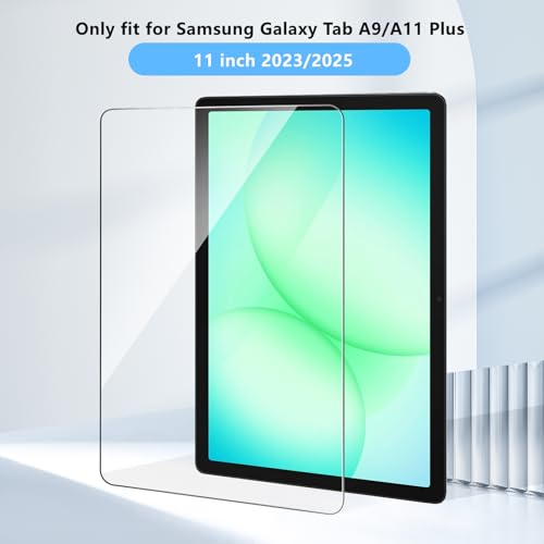 Qularlans 2 Pack Tempered Glass Screen Protector for Samsung Galaxy Tab A9 Plus 11 Inch 2023 SM-X210/X216/X218 & Tab A11 Plus 2025 SM-X230/X235/X236B 9H Hardness HD Clear Bubble-Free