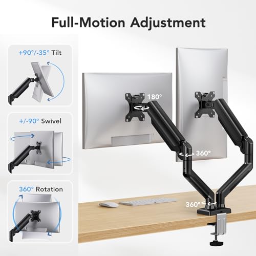 HUANUO 32 Inch Dual Monitor Arm HNDS18 Mount Adjustable Height Tilt Swivel VESA 75mm 100mm