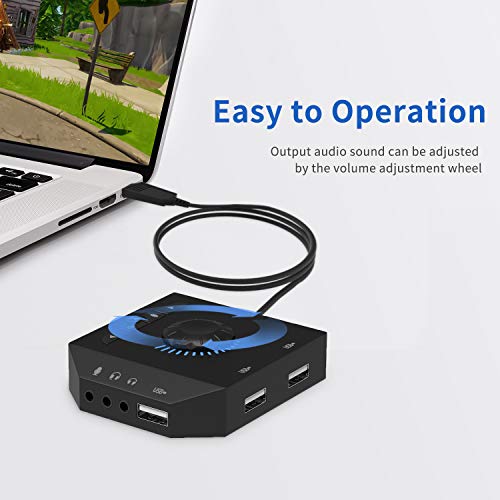 Tendak 3.93ft USB Hub CP-040-BK-Br 5.1 Surround Sound Stereo External Sound Card 48KHz 120dB