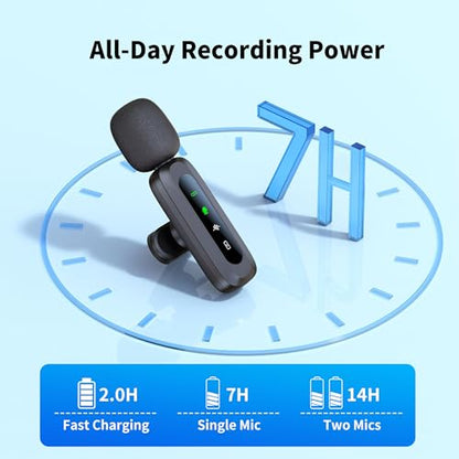 Uewpv Mini Wireless Lavalier Microphone, Model Microphone cravate sans fil, USB Connectivity, Omnidirectional, 20Hz - 20KHz Frequency Response, Battery Powered