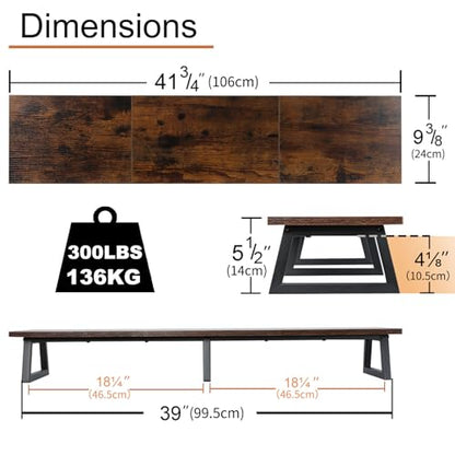 TEAMIX 42 inch DS100E Monitor Riser Stand Heavy-Duty Wood and Metal Ergonomic Desk Organizer