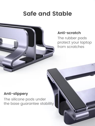 UGREEN 60643 Universal Vertical Laptop Stand Adjustable Compatible with Laptops 0.47-1" Thick Space Gray