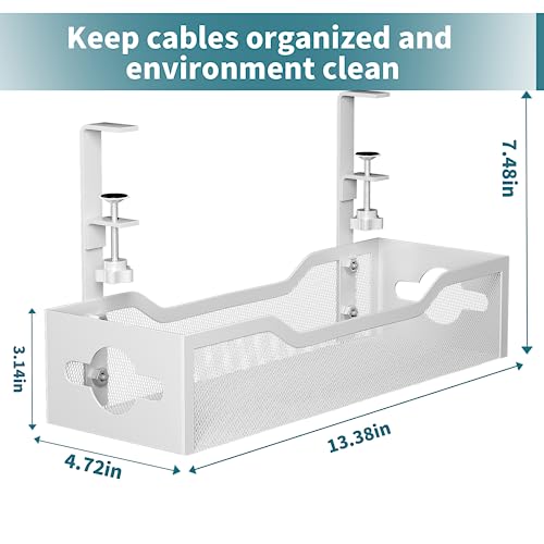 Litwaro 13.38" Under Desk Cable Management Tray Clamp-On Metal Organizer