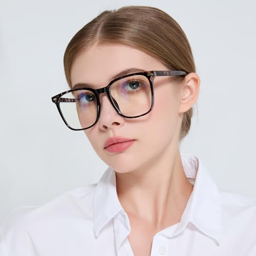 MACJERO Oversized Square Blue Light Blocking Glasses TR20256C10 - 54mm Lens Width, Full Rim, TR90 Frame, Plastic Lens, UV Protection