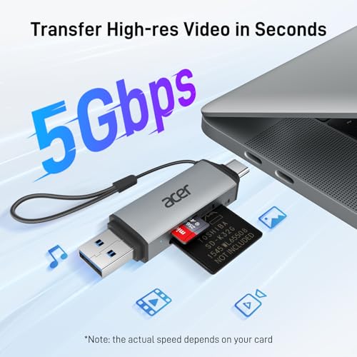 Acer ODK4E0 Compact Dual Slot SD and MicroSD USB 3.0 Card Reader