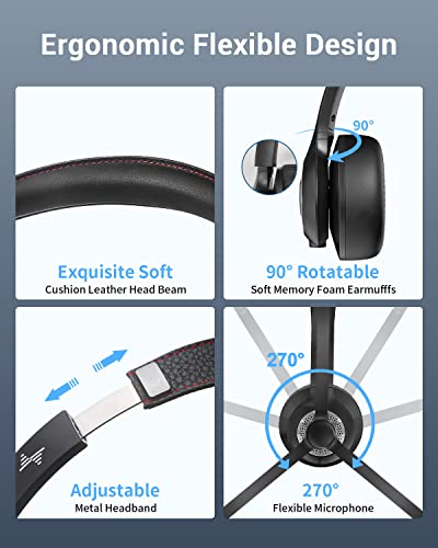 JIAMQISHI EH02 Bluetooth V5.2 Wireless Headset with Microphone for Adults