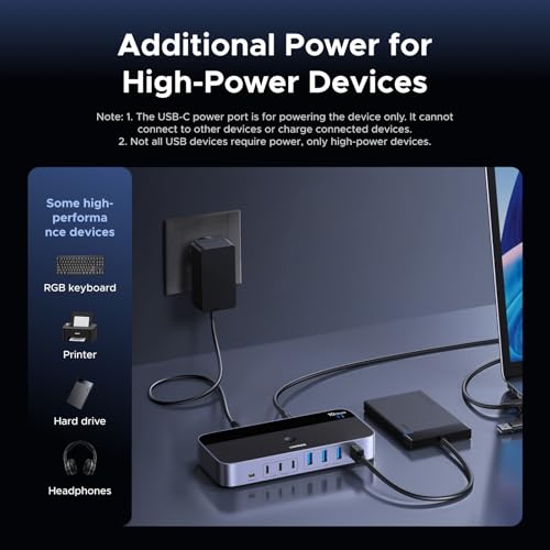 UGREEN 2-Port 7-Output USB 3.2 Switch 10 Gbps for Data Sharing - Model 75087 - Black - Plastic