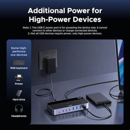 UGREEN 2-Port 7-Output USB 3.2 Switch 10 Gbps for Data Sharing - Model 75087 - Black - Plastic