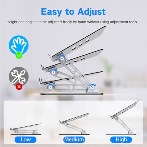 Gogoonike Adjustable Laptop Stand 10-15.6 inch Portable Tabletop Ergonomic Metal Riser