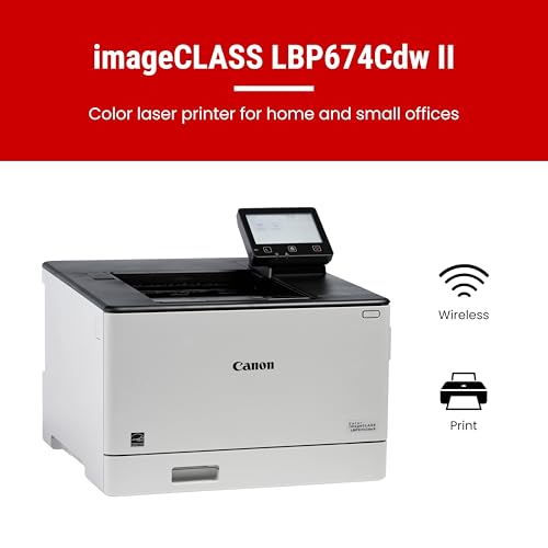 Canon Color imageCLASS LBP674Cdw II Laser Printer, Model Number 7186C006, 600 x 600 DPI, Duplex Printing, Ethernet/Wi-Fi