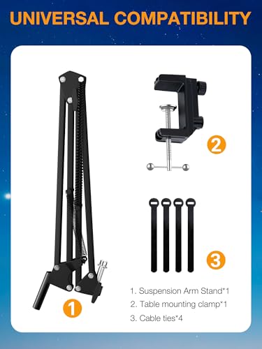 SUNMON Mic Boom Arm 1 Count with Table Mounting Clamp and Screw Adapter