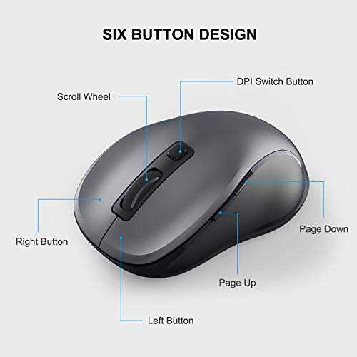 WisFox Wireless Mouse M01 2.4GHz Optical 1600 DPI (Grey)