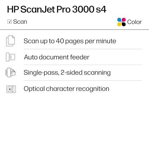 HP 6FW07A 1200 DPI ADF Document Scanner, USB Connection