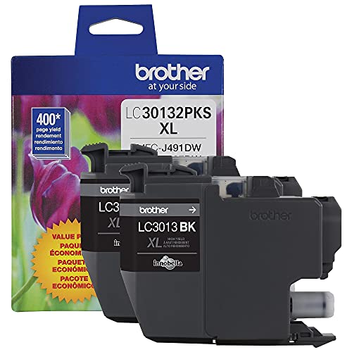 Brother Genuine LC30132PKS Black Ink Cartridges 2-Pack, High Yield, Compatible Inkjet Printers