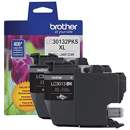 Brother Genuine LC30132PKS Black Ink Cartridges 2-Pack, High Yield, Compatible Inkjet Printers