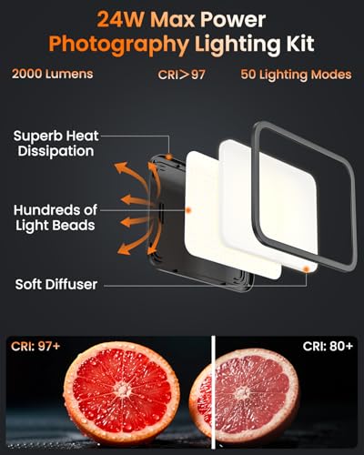 Torjim 12in LED Video Light Kit ABC01 1080p Continuous Output Lighting