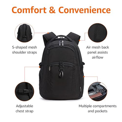 Amazon Basics 17-Inch Laptop Backpack NC2401019R1 Water Resistant Polyester Black