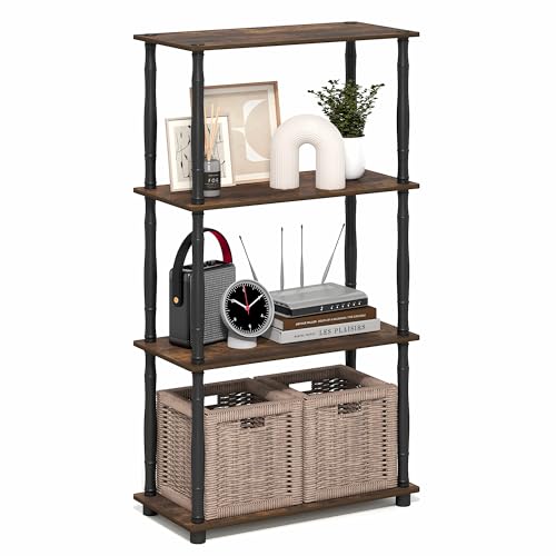 Furinno 4-Tier Classic Tube 18034APBK Floor Mount Indoor Storage Shelf