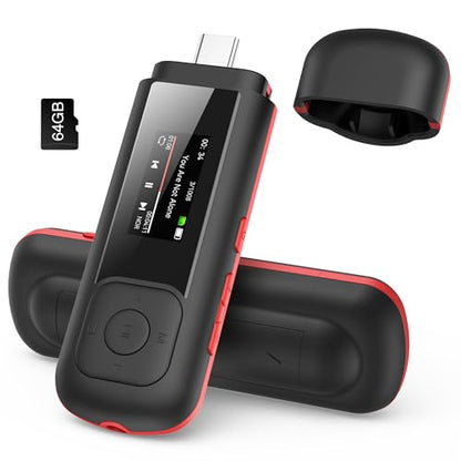 AGPTEK 0.96 Inches A55PL MP3 Player 64GB Storage LED Display FM Radio
