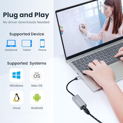 eqimaimai USB 3.0 A to RJ45 Ethernet Adapter Model Number: USBA TO RJ45 Data Transfer Rate: 1000 Mbps Compatible OS: Mac OS 13, Windows 11, Linux
