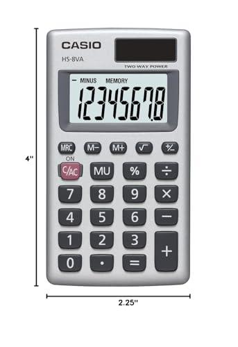 Casio 2.5 Inch HS-8VA LCD Standard Function Calculator