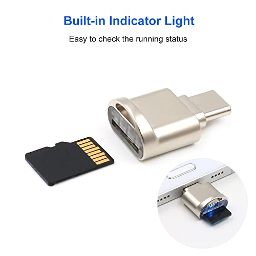 Mepsies 0.63" x 0.39" USB Type C microSD Card Reader, Supports microSD/microSDHC/microSDXC, 480 Mbps, Light Gold