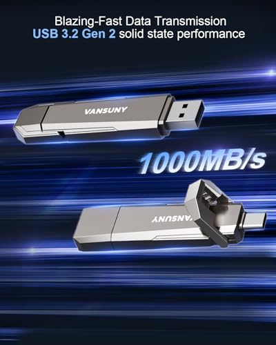 Vansuny 1TB USB 3.2 Solid State Drive USB A + Type C Portable External SSD