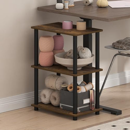 Furinno 3-Tier Narrow 18061APBK Display Rack Storage Shelf Amber Pine/Black