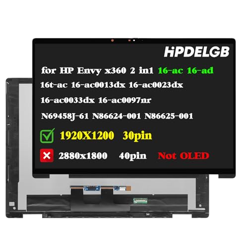 HP 16" LCD Touch Screen Display Assembly 1920x1200 60Hz EDP Panel Type