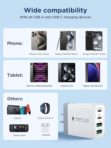 Aioneus 40W 4-Port USB Wall Charger Model HNT-PD2002RZ Specifications
