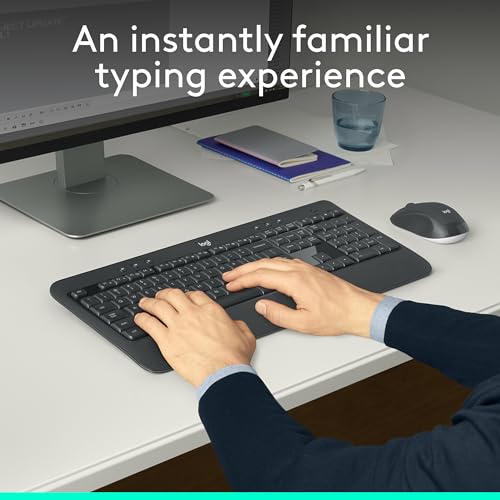 Logitech 104 Keys QWERTY Wireless Keyboard and Mouse Combo Model 920-012585 Windows Operating System Black