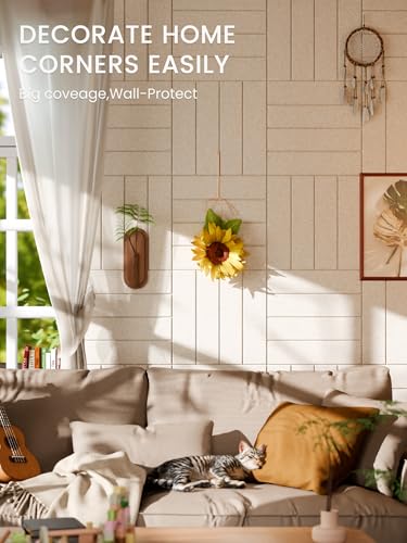 Bumusty Bold-stripe 12-pack FZB-L-12-4L-BT Rectangular Felt Bulletin Board 47.2 x 35.4 in Oatmeal