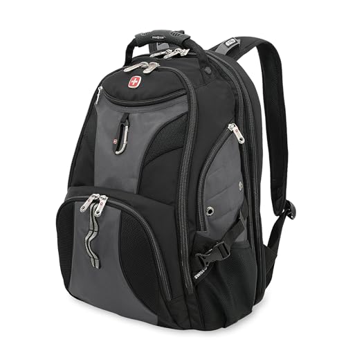 SWISSGEAR 1900 ScanSmart TSA Laptop Backpack 17 Inch RFID Protection Black/Grey 1900