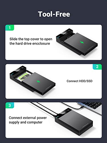 UGREEN 3.5 Inch External Hard Drive Enclosure Model 50423 with USB 3.0 Support