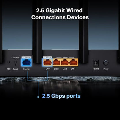 TP-Link Archer BE400 Wi-Fi 7 Router - Dual Band, 2.5 Gbps WAN/LAN, 6 Antennas, Ethernet, USB, 2400 sq. ft. Coverage