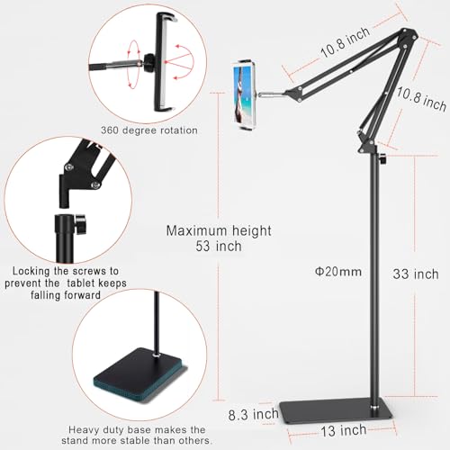 SAMHOUSING Tablet Floor Stand SAM-01 Adjustable Clip Holder for Tablets and Phones
