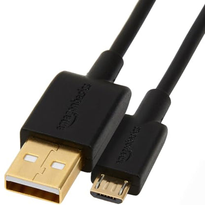 Amazon Basics USB 2.0 6-Foot Charging Cable, Model 7T9MV4, Male-to-Male Micro USB, Black