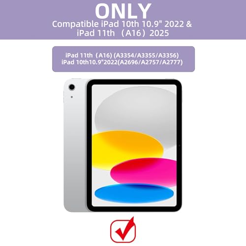 GOKOCO Keyboard Case for iPad 10th 10.9 inch (A2696/A2757/A2777), iPad 11th A16 2025 (A3354/A3355/A3356), Wireless, Battery Powered, QWERTY, Purple