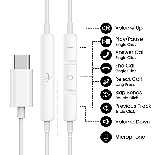 BENEWY ME540 USB C Headphones Wired Earbuds with Microphone 14.2mm Drivers