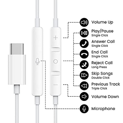 BENEWY ME540 USB C Headphones Wired Earbuds with Microphone 14.2mm Drivers