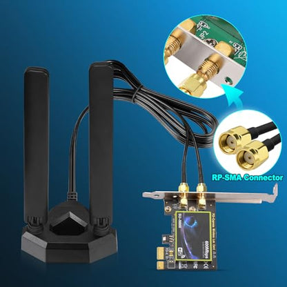 Eightwood Tri-Band WiFi 6E Antenna EWUA0175 2.4GHz 5GHz 6GHz Connectivity Antenna