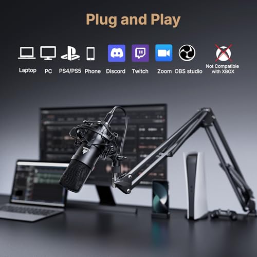 MAONO AU-A04 USB Microphone 192kHz/24Bit, Cardioid, Large Diaphragm, Plug and Play, Compatible with PC and Laptop