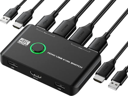 Jancane 1 Count V806-A1 KVM Switch 4K 60Hz HDMI Black