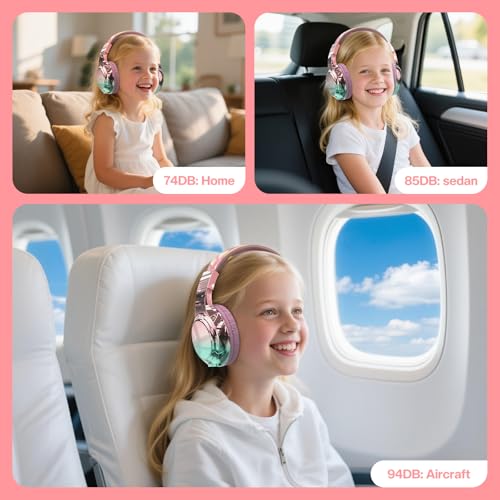 QearFun PX2782 Kids Bluetooth Headphones 3.5 mm Jack Wireless Bluetooth 5.3 30 Hours Battery Life