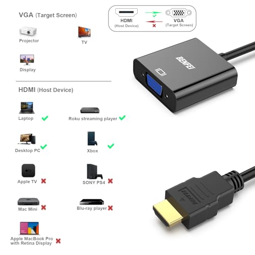 BENFEI HDMI to VGA Adapter 000155black 1920x1080 60Hz Adapter
