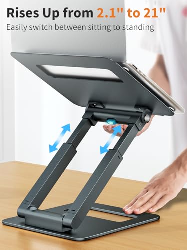 Tounee LS07 Telescopic Laptop Stand Adjustable Height 10 to 17 Inches Gray Desktop Stand