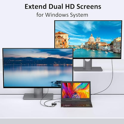 Selore&S-Global USB C to Dual HDMI Adapter UC703 4K @60Hz HDMI 2 Ports
